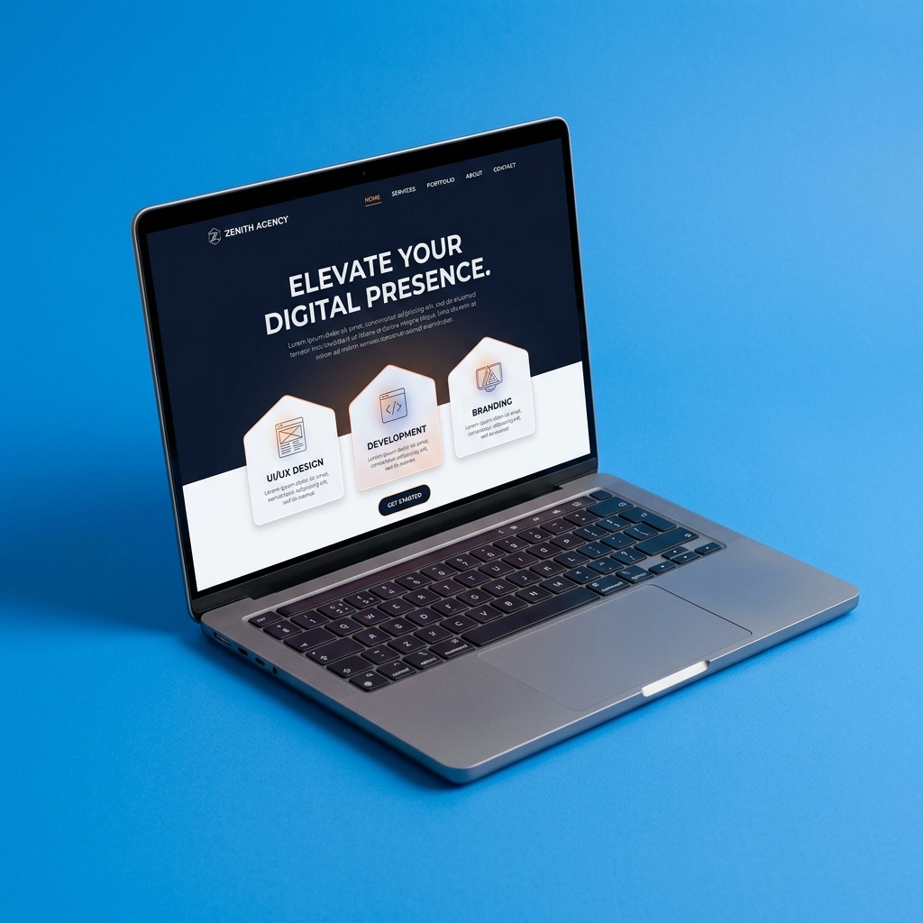Laptop showing web design